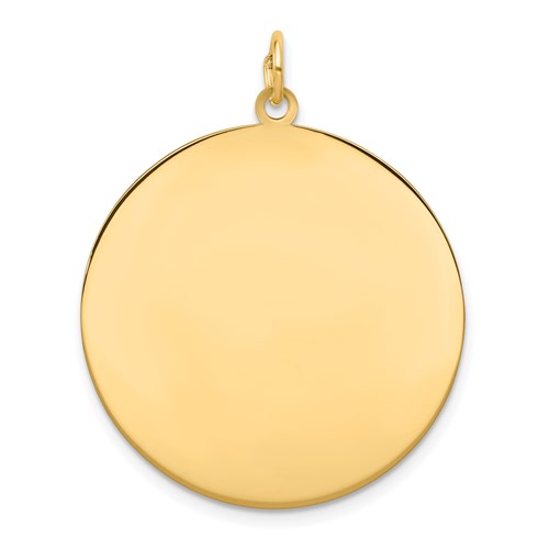 14K Yellow Gold Plain.018 Gauge Round Engravable 28mm Disc Charm