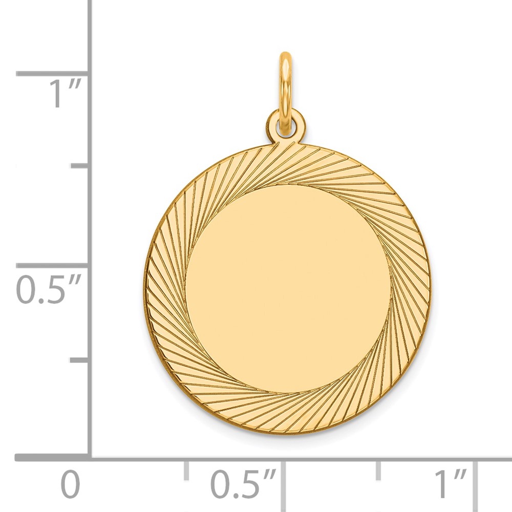 14k Etched Design .027 Gauge Circular Engravable Disc Charm (XM143/27)