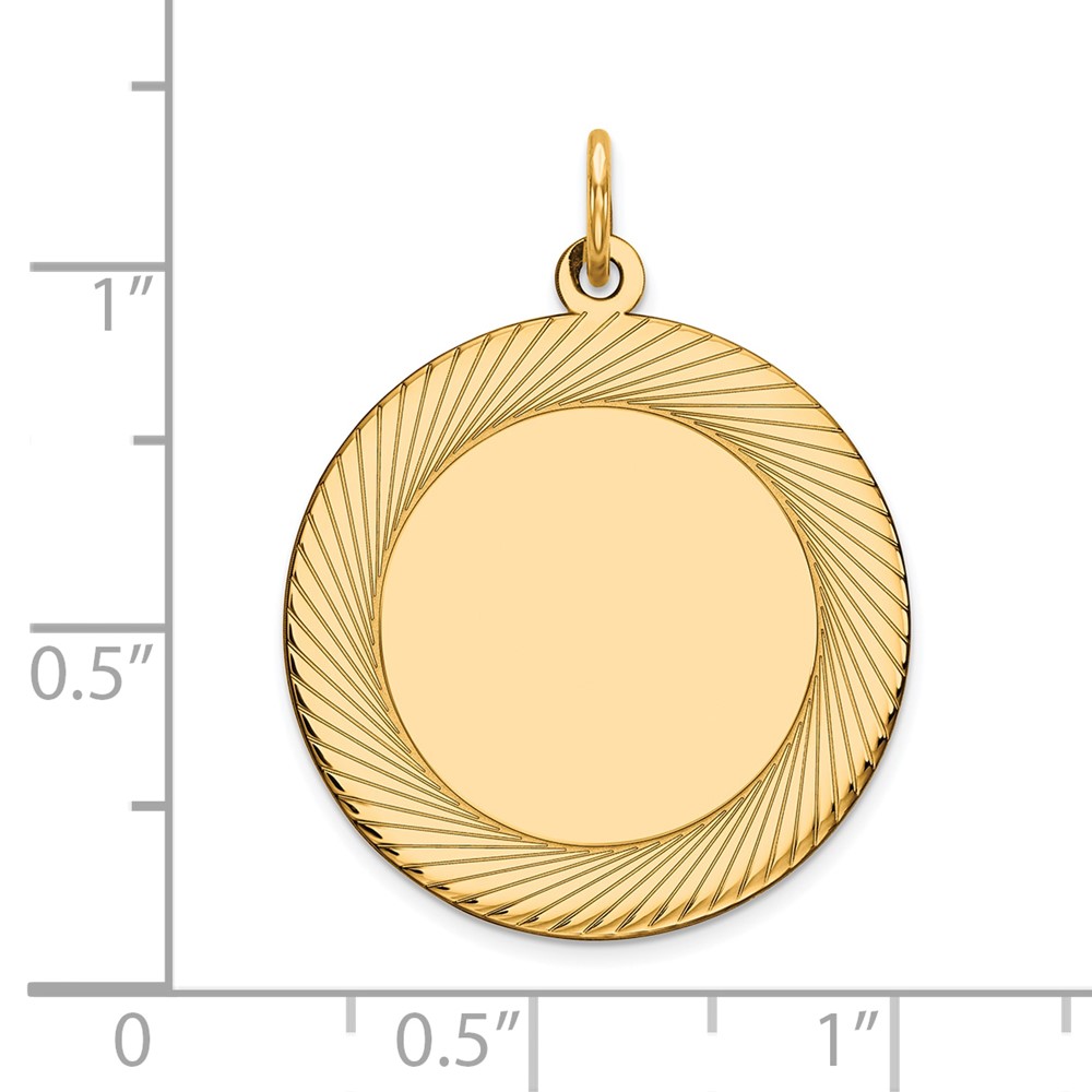 14k Etched Design .027 Gauge Circular Engravable Disc Charm (XM144/27)