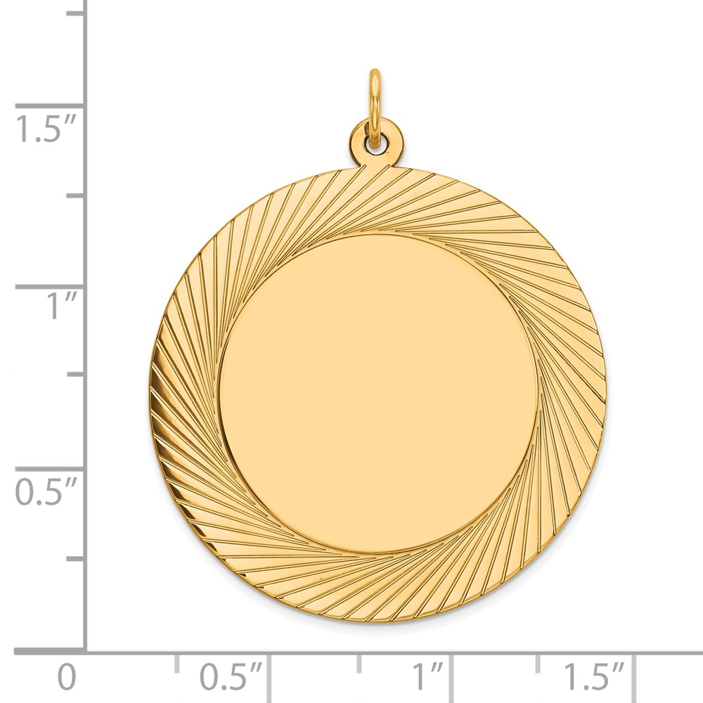 14k Etched Design .018 Gauge Circular Engravable Disc Charm (XM146/18)