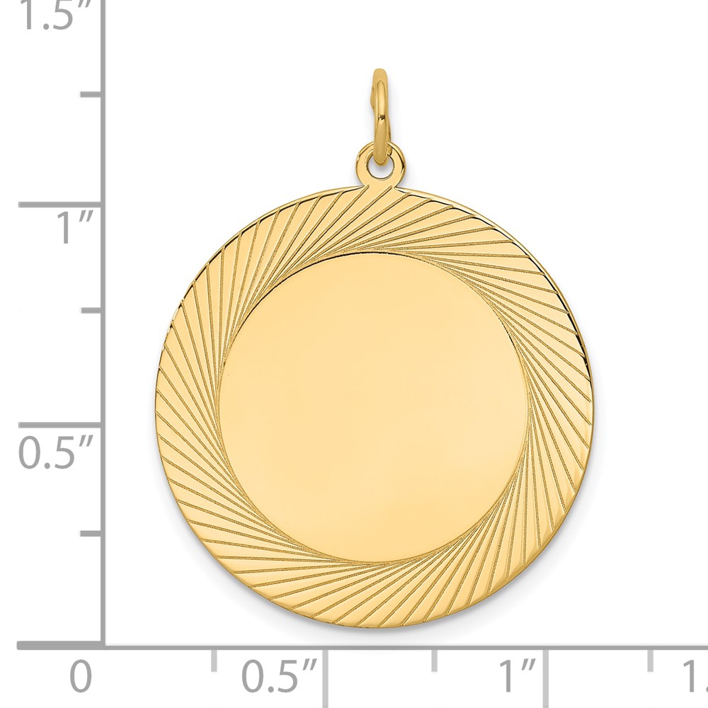 14k Etched Design .018 Gauge Circular Engravable Disc Charm (XM147/18)