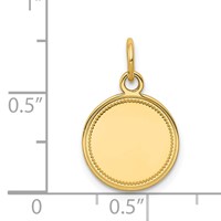 14K Plain with Zig-Zag Edge .011 Gauge Engravable Round 13mm Disc Charm view 2