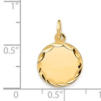 14K Yellow Gold Etched Edge .009 Gauge Engravable Round 13mm Disc Charm view 3