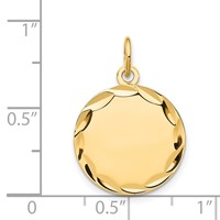 14K Etched Edge .013 Gauge Engravable Round 16mm Disc Charm view 3