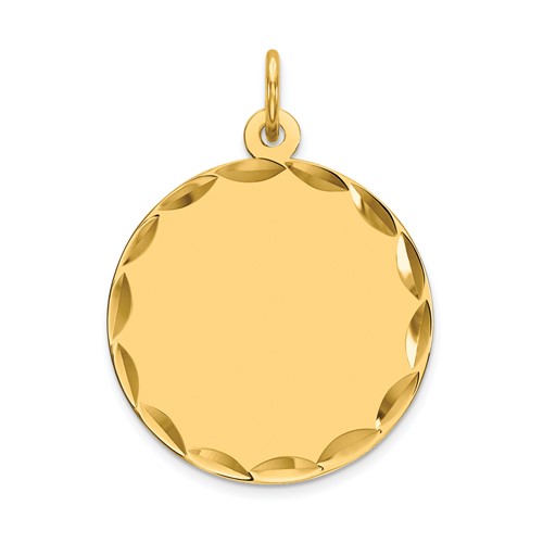 14K Yellow Gold Etched Edge.027 Gauge Engravable Round 19mm Disc Charm