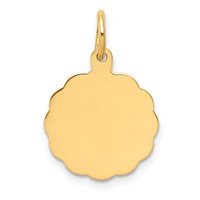 14K Yellow Gold.009 Gauge Engravable Round Scalloped 16x 13mm Disc Charm view 1