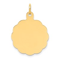 14K .027 Gauge Engravable Round Scalloped 22x19mm Disc Charm view 1