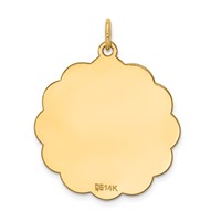 14K Yellow Gold.027 Gauge Engravable Round Scalloped 28x 25mm Disc Charm view 3