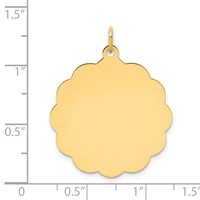 14K Yellow Gold.027 Gauge Engravable Round Scalloped 28x 25mm Disc Charm view 4