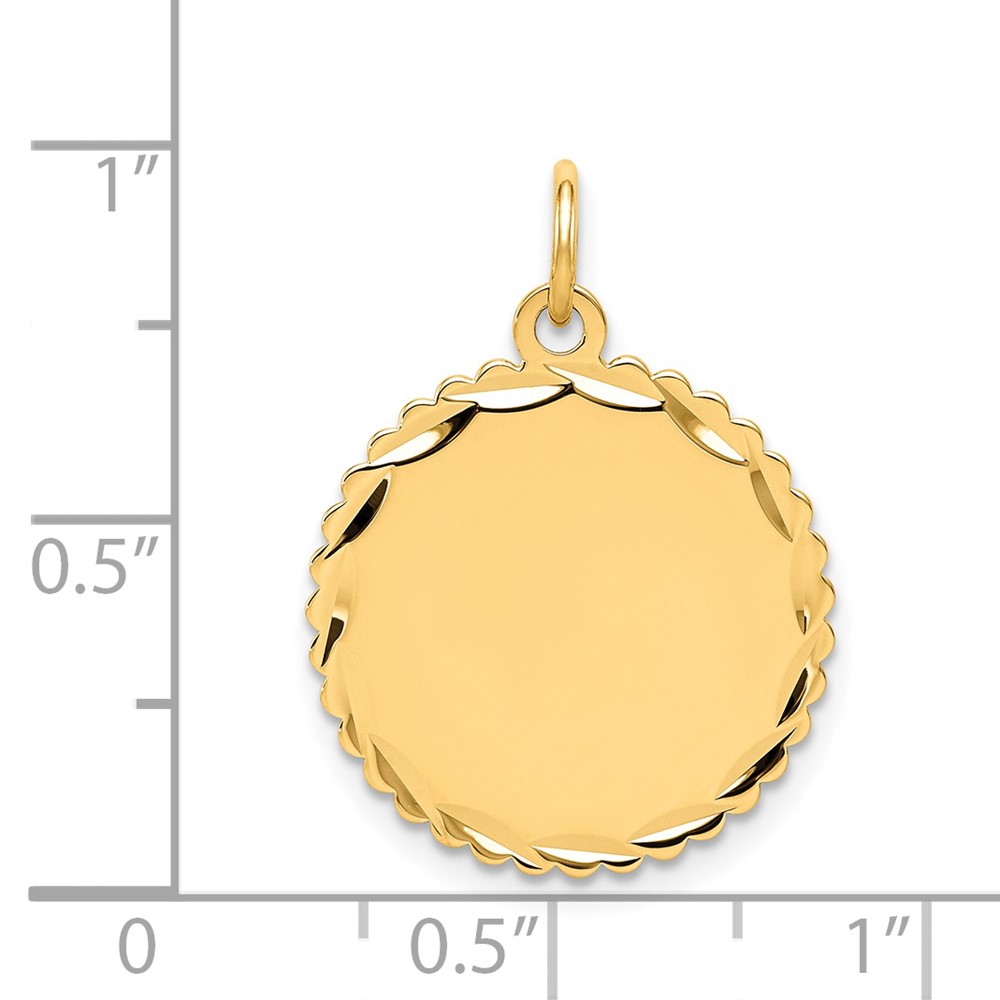 14k .013 Gauge Engravable Scalloped Disc Charm (XM176/13)