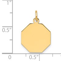 14K Plain .013 Gauge Engravable Octagonal 17x15mm Disc Charm view 2