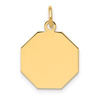 14K Plain .013 Gauge Engravable Octagonal 17x15mm Disc Charm view 1