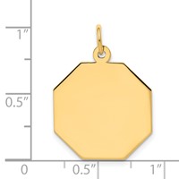 14K Yellow Gold Plain .018 Gauge Engravable Octagonal 21x19mm Disc Charm view 2