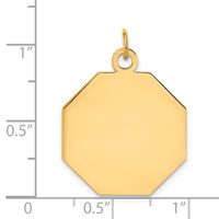 14K Yellow Gold Plain .018 Gauge Engravable Octagonal 23x21mm Disc Charm view 2