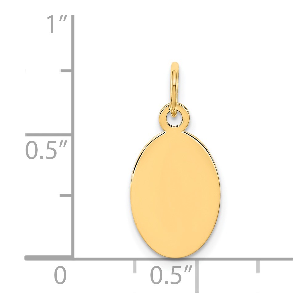 14k Plain .009 Gauge Engravable Oval Disc Charm (XM184/09)