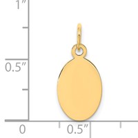 14K Plain .035 Gauge Engravable Oval 17x19mm Disc Charm view 2