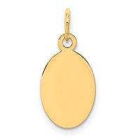 14K Plain .035 Gauge Engravable Oval 17x19mm Disc Charm view 1