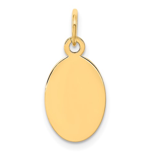 14K Yellow Gold Plain.027 Gauge Engravable Oval 17x 19mm Disc Charm
