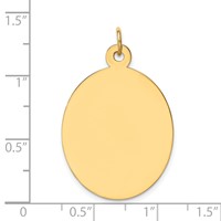 14K Plain .027 Gauge Engravable Oval 34x22mm Disc Charm view 2