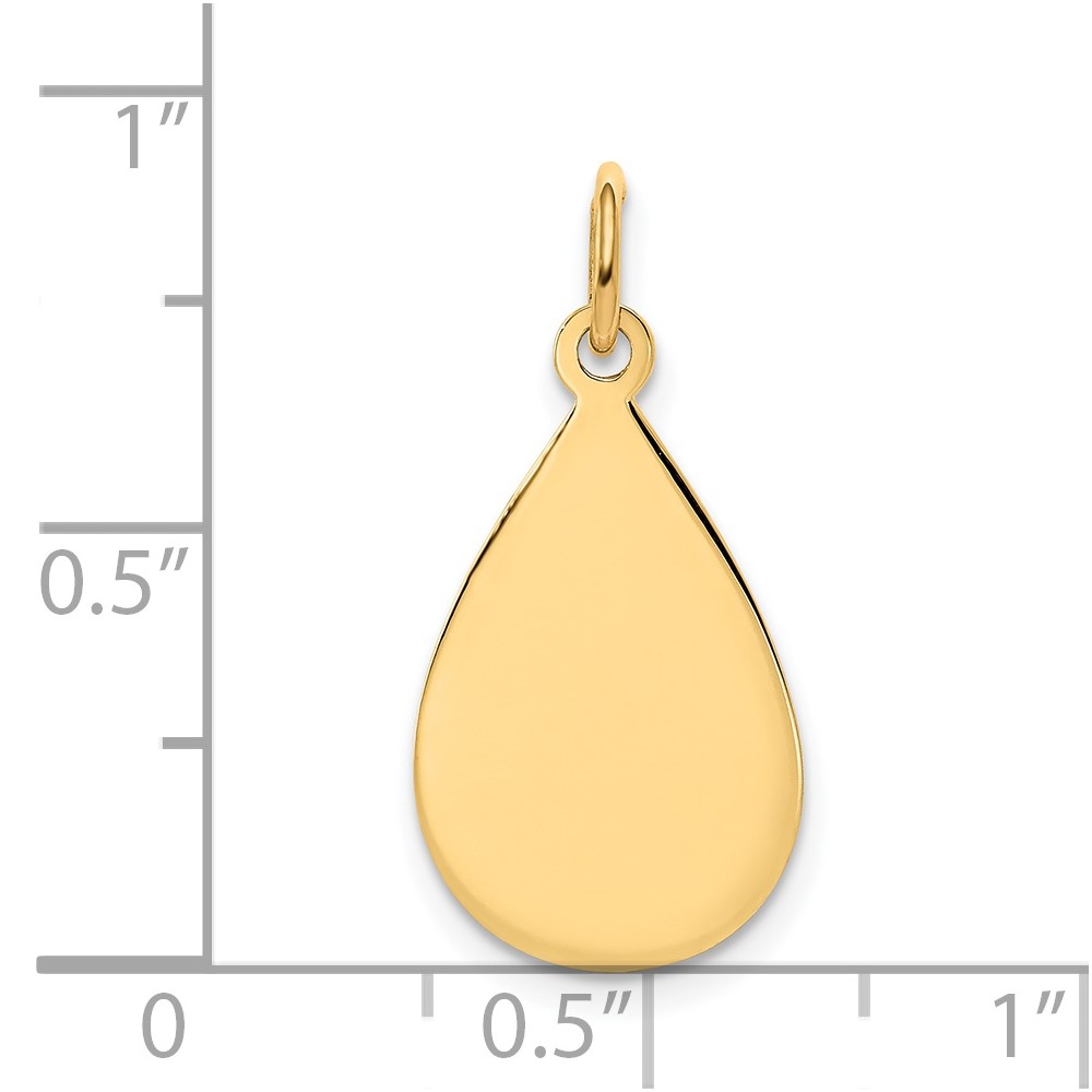 14k Plain .009 Gauge Engravable Raindrop Disc Charm (XM188/09)