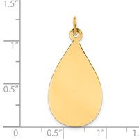 14K Yellow Gold Plain .018 Gauge Engravable Raindrop 30x16mm Disc Charm view 2
