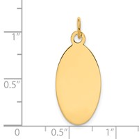 14K Yellow Gold Plain 22x 12.5mm.018 Gauge Engravable Elliptical Disc Charm view 2