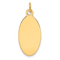 14K Yellow Gold Plain 22x 12.5mm.018 Gauge Engravable Elliptical Disc Charm view 1