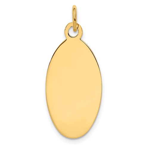 14K Yellow Gold Plain 22x 12.5mm.013 Gauge Engravable Elliptical Disc Charm