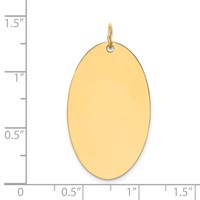 14K Yellow Gold Plain .013 Gauge Engravable Elliptical 32x18mm Disc Charm view 2