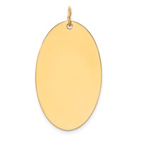 14K Yellow Gold Plain .013 Gauge Engravable Elliptical 32x18mm Disc Charm view 1
