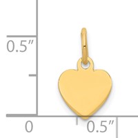 14K Yellow Gold Plain .013 Gauge Engravable Heart 11x9mm Disc Charm view 2