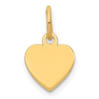 14K Yellow Gold Plain .013 Gauge Engravable Heart 11x9mm Disc Charm view 1