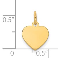 14K Plain .011 Gauge Engravable Heart 12x10mm Disc Charm view 2