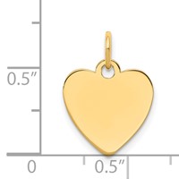 14K Plain .011 Gauge Engravable Heart 15x14mm Disc Charm view 2