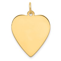14K Yellow Gold Plain.018 Gauge Engravable Heart 24x 21mm Disc Charm view 1