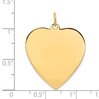 14K Yellow Gold Plain .018 Gauge Engravable Heart 27x24mm Disc Charm view 3