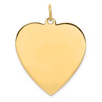 14K Yellow Gold Plain .018 Gauge Engravable Heart 27x24mm Disc Charm view 1