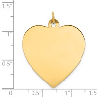 14K Yellow Gold Plain .035 Gauge Engravable Heart 30x28mm Disc Charm view 2