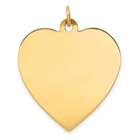 14K Yellow Gold Plain .035 Gauge Engravable Heart 30x28mm Disc Charm view 1