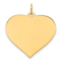14K Plain .013 Gauge Engraveable Heart 22x24mm Disc Charm view 1