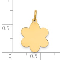 14K Plain .018 Gauge Engravable Flower 16x12mm Disc Charm view 2