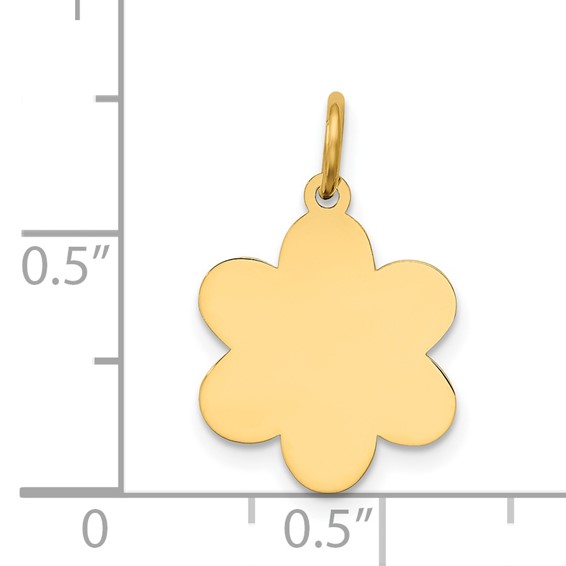 14k Plain .013 Gauge Engravable Flower 16x12mm Disc Charm