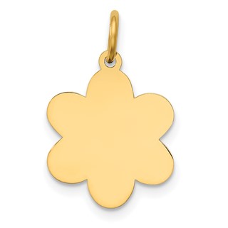 14k Plain .013 Gauge Engravable Flower 16x12mm Disc Charm