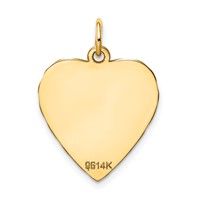 14K Yellow Gold Etched Edge.027 Gauge Engravable Heart 21x 17mm Disc Charm view 3