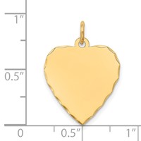 14K Yellow Gold Etched Edge.027 Gauge Engravable Heart 21x 17mm Disc Charm view 2