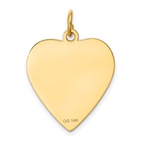 14K Yellow Gold Etched Design .018 Gauge Engravable Heart 24x19mm Disc Charm view 3