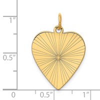 14K Yellow Gold Etched Design .018 Gauge Engravable Heart 24x19mm Disc Charm view 2