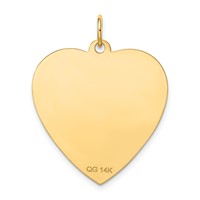14K Yellow Gold Etched Design.018 Gauge Engravable Heart 28x 24mm Disc Charm view 3