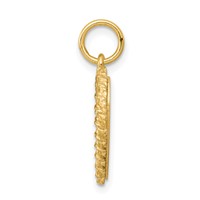 14K Yellow Gold Etched Design Charm with Rope Edge.013 Gauge Engravable Heart 17x 19mm Disc view 2