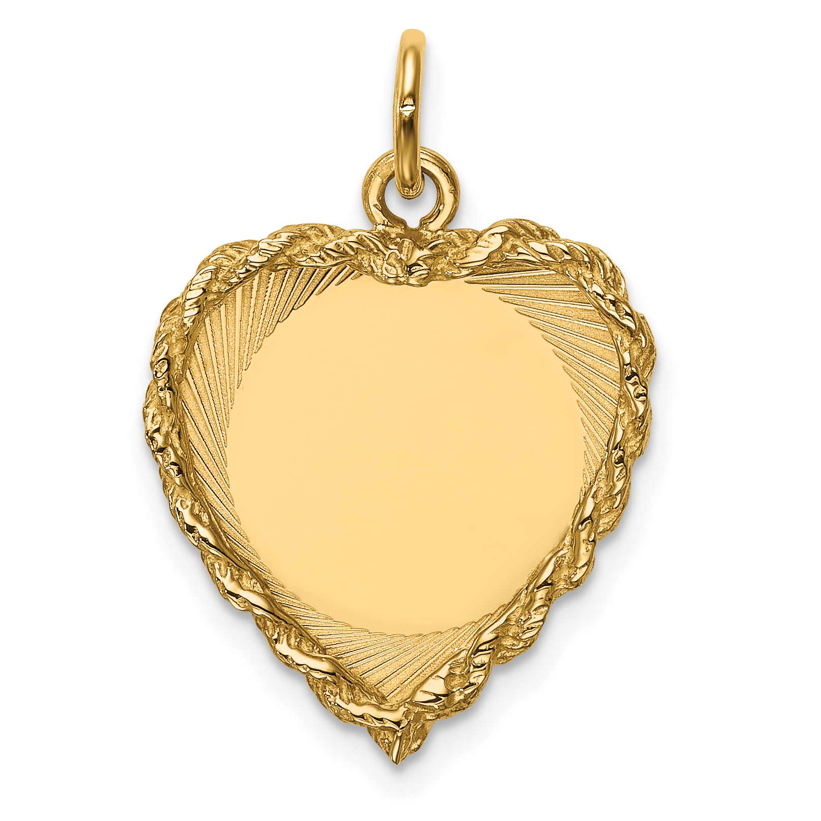 14k Polished .013 Gauge Engravable Heart with Rope Disc Charm (XM220/13)